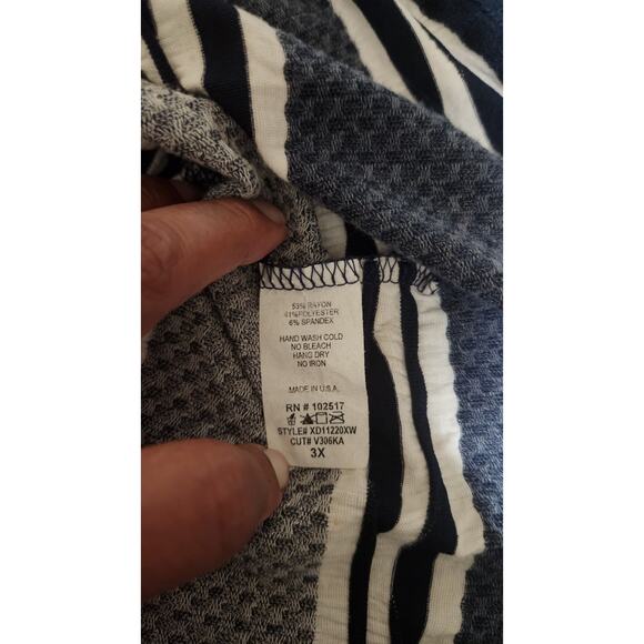 Soprano Blue White Striped Short Sleeve Shift Dress Midi Plus Sz 3X Sexy Stretch - Picture 6 of 7